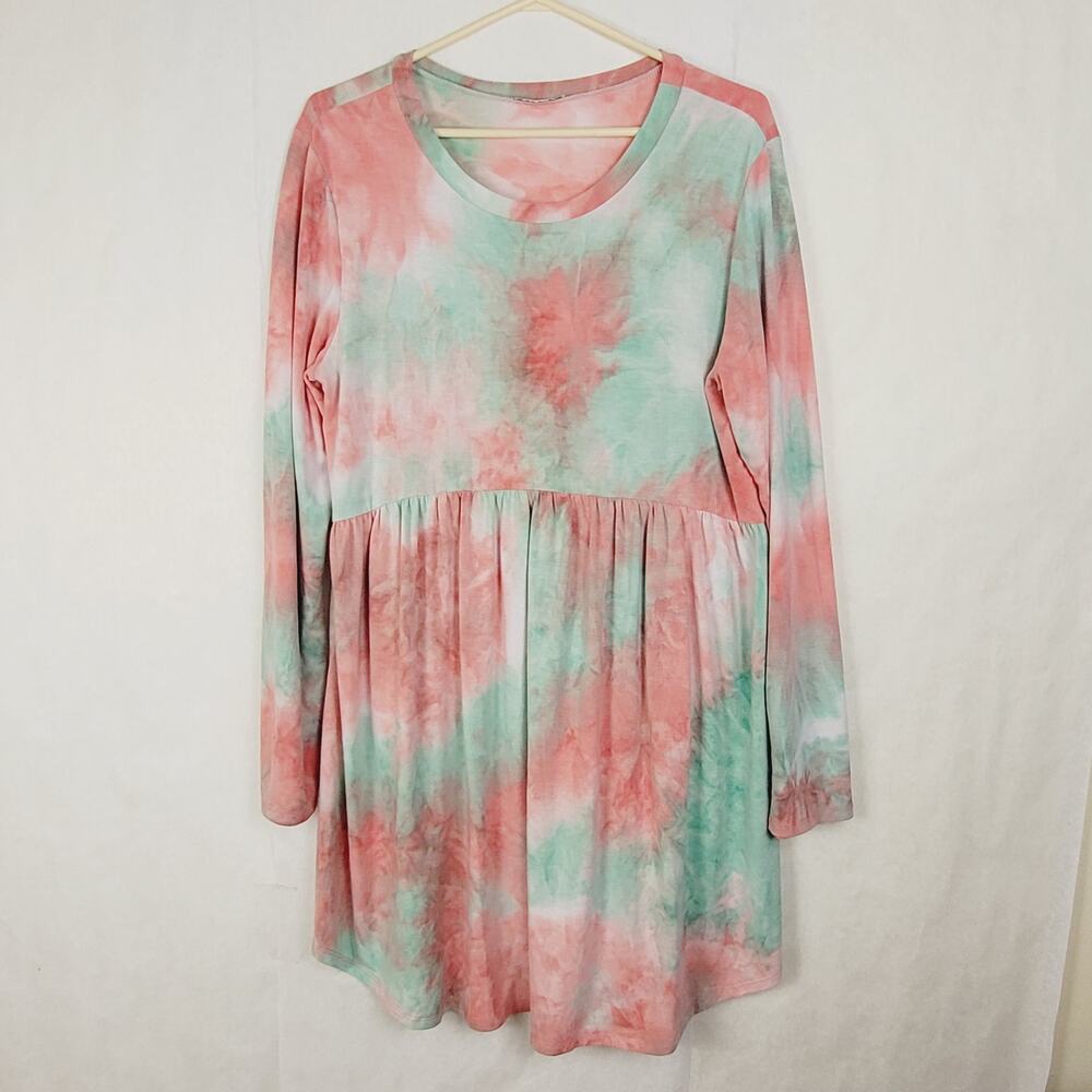 Jodifl pink and green watercolor dress Size Lrg Watermelon Boho Hippie Retro